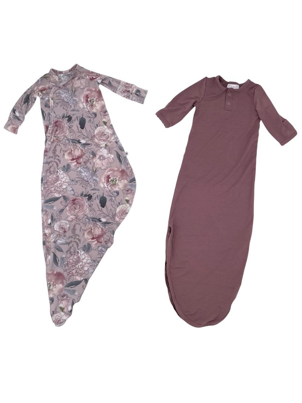 Bundle of 2 Knotted Gown Baby Girl Sleepers Jax & Lennon Mebie Baby Newborn 0-3